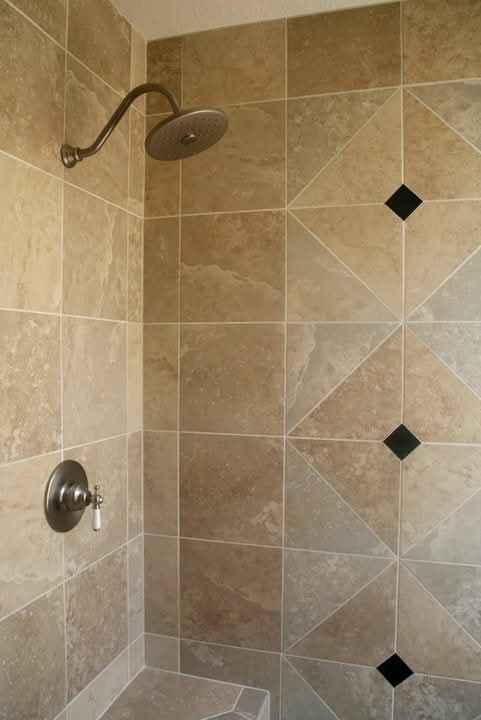 Shower with diamond accent tile inlay