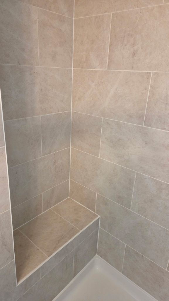 Tiled shower bench seat detail