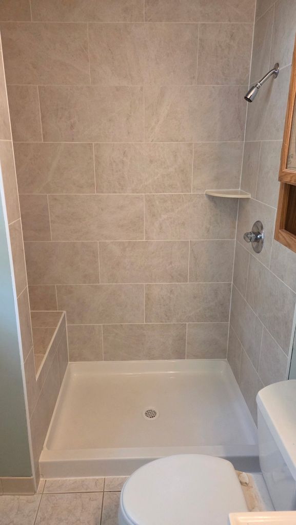 Finished tiled shower remodel
